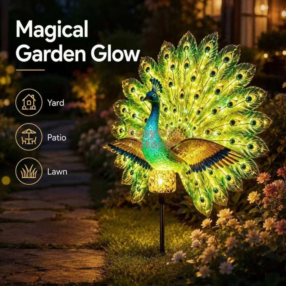 Outdoor Power Outlet Solar - Solar Peacock Garden Sculpture, Outdoor Decor
