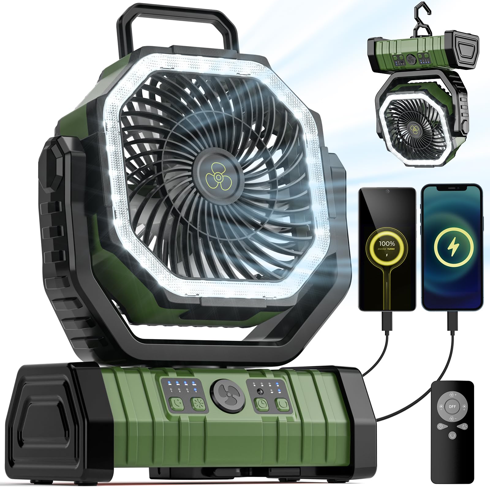 Outdoor Power With Timer - Camping Fan 20000mAh Battery Powered Fan