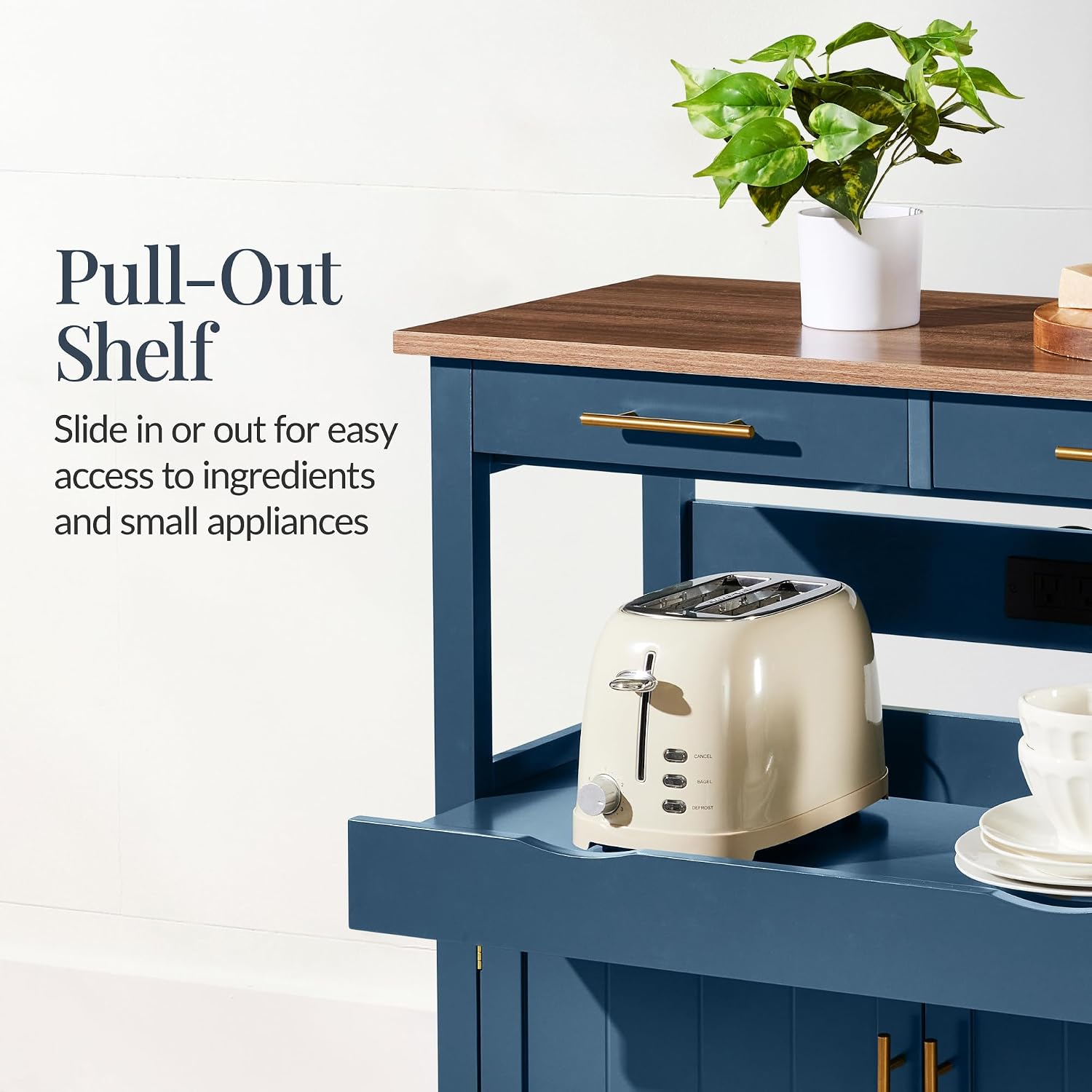 Outdoor Kitchen Power Outlet - 36in Large Rolling Kitchen Island Cart,