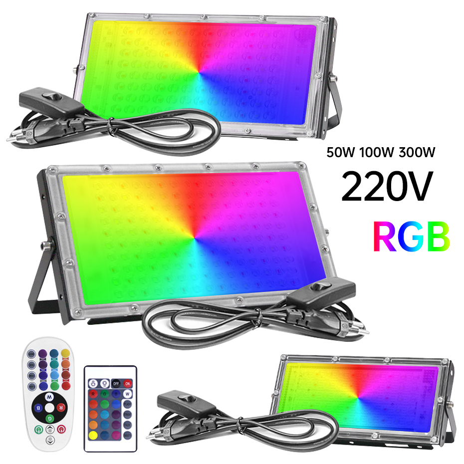 Outdoor Power Outlet With Remote Control - IP65 Waterproof RGB LED Flood Light