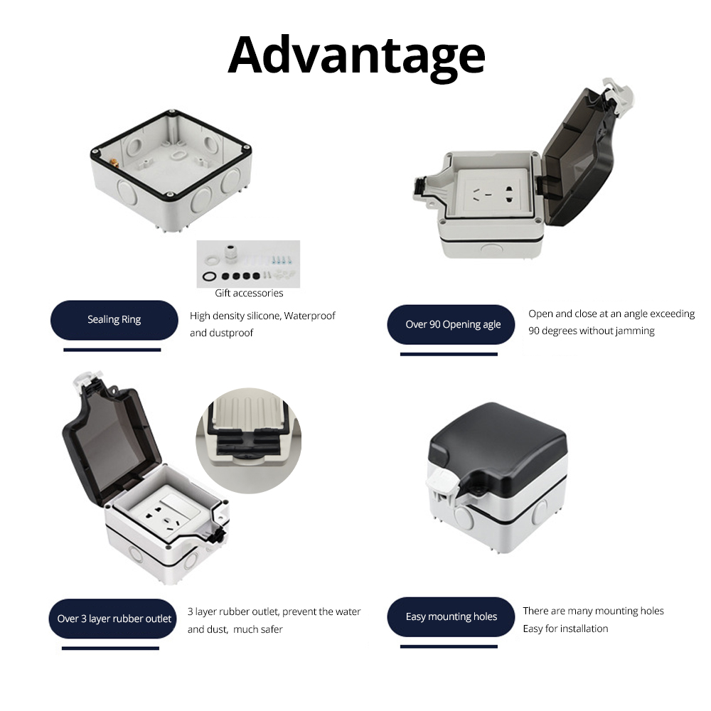 Wallpad IP66 Dustproof Waterpr - đánh giá và giá Outdoor Power Outlet Box