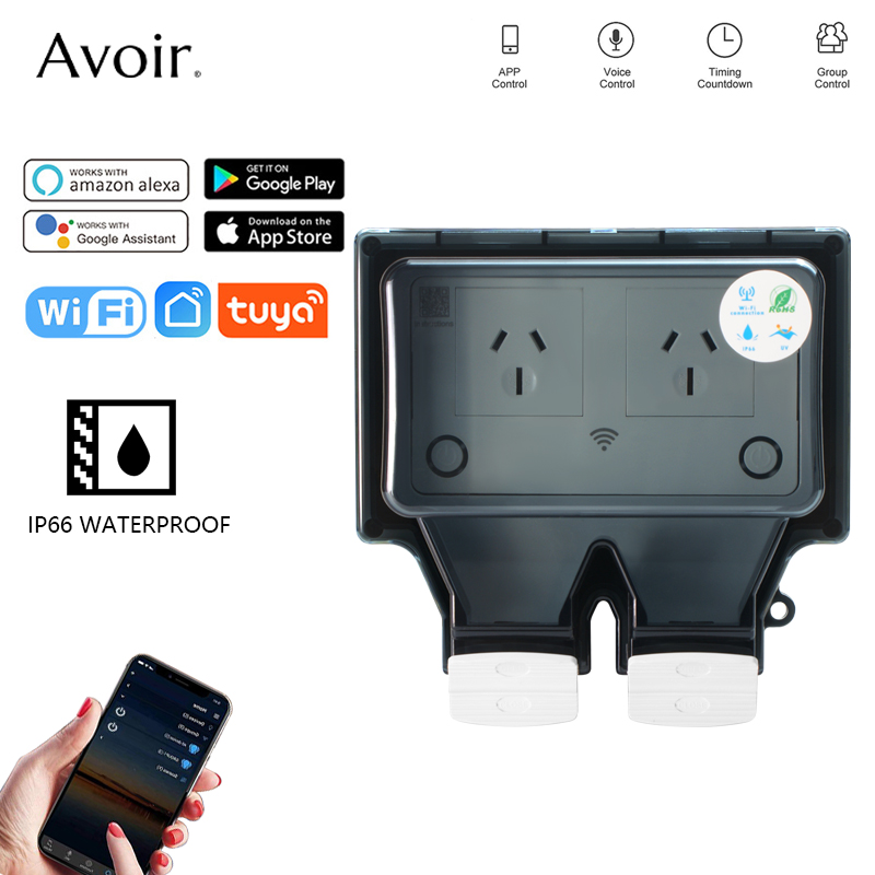 Avoir Tuya Wifi Waterproof Ele - đánh giá và giá Outdoor Power Outlet With Remote Control