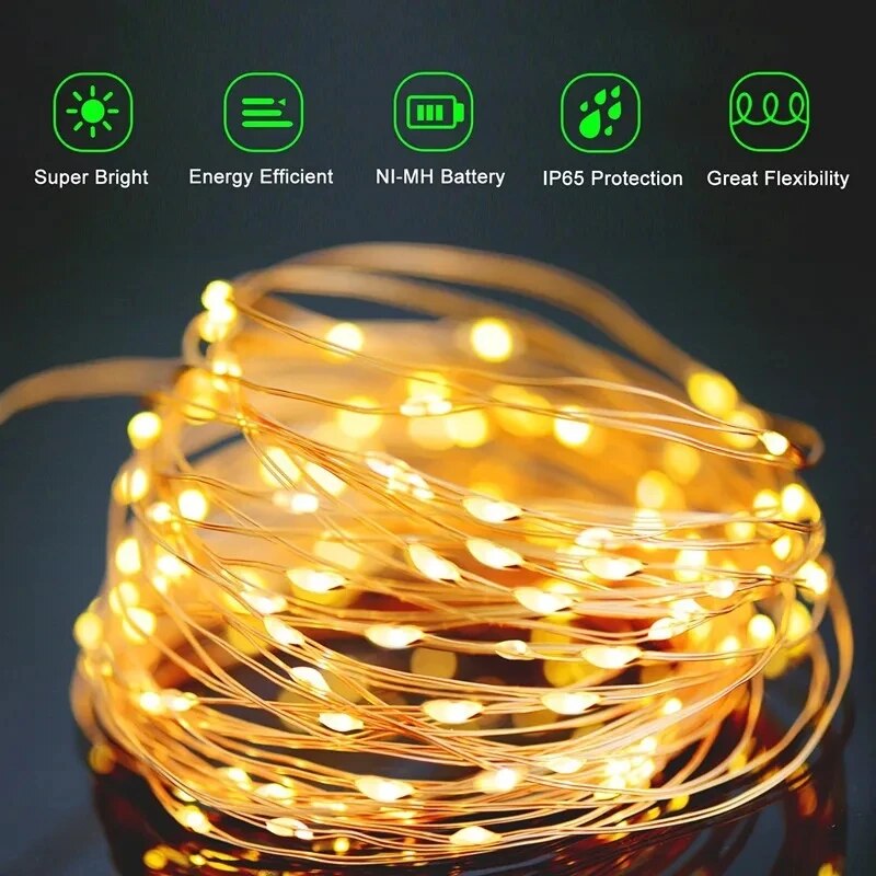 100 LED Solar Fairy Waterproof - đánh giá và giá Outdoor Power Outlet Solar