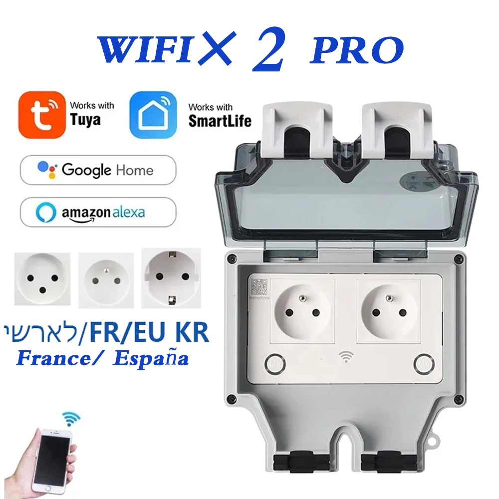 EU FR smart Tuya Waterproof El - đánh giá và giá Outdoor Power Outlet With Remote Control