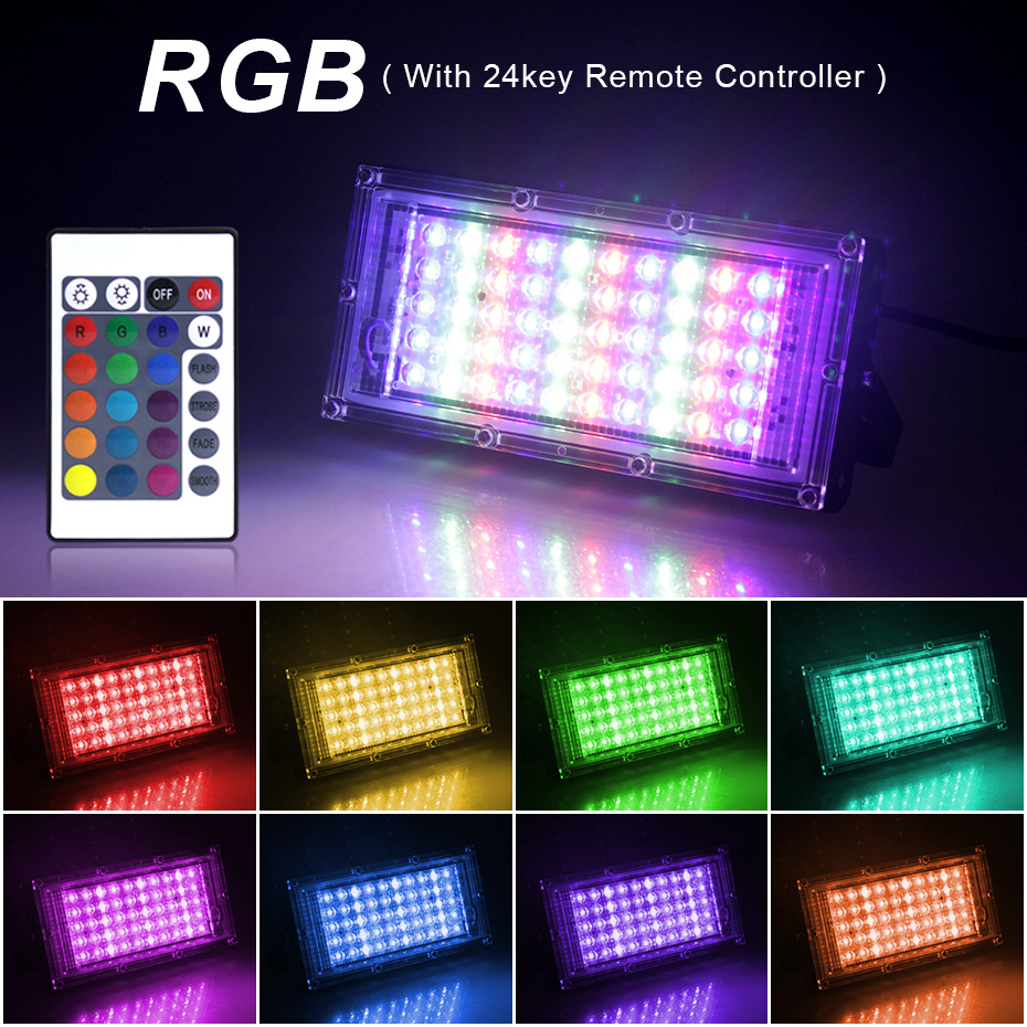 IP65 Waterproof RGB LED Flood  - đánh giá và giá Outdoor Power Outlet With Remote Control