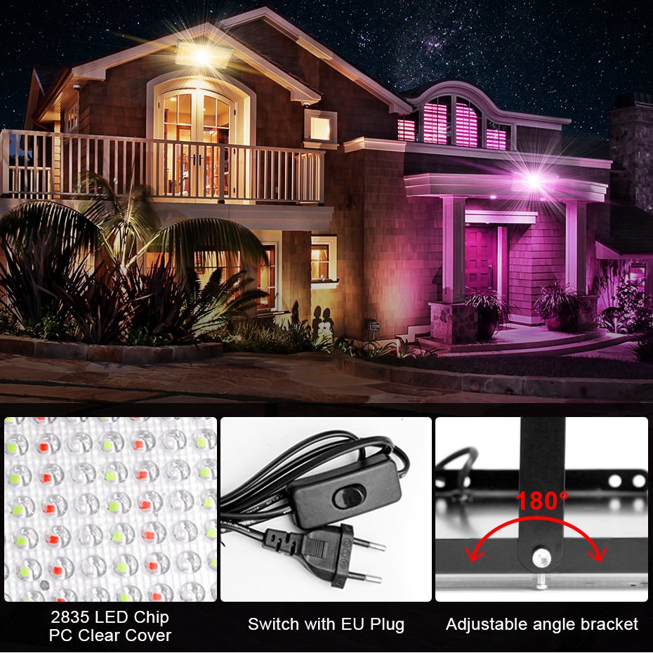 IP65 Waterproof RGB LED Flood  - đánh giá và giá Outdoor Power Outlet With Remote Control